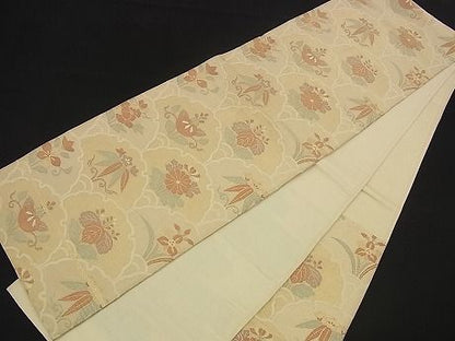 平和屋着物■六通柄袋帯 雪輪花青海波 金糸 逸品 n-ea0189