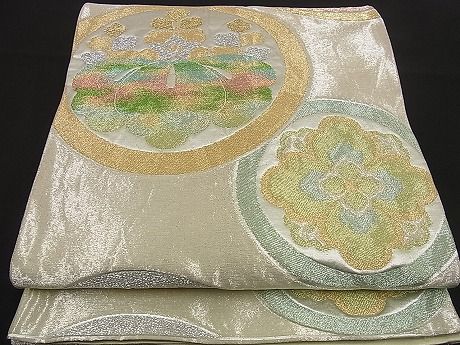 平和屋着物■六通柄袋帯　桐花丸文　金銀糸　逸品　n-ea0192