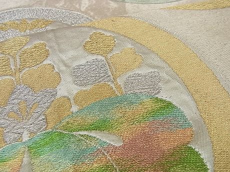 平和屋着物■六通柄袋帯　桐花丸文　金銀糸　逸品　n-ea0192