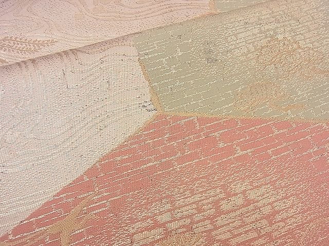 平和屋着物■六通柄袋帯 流水亀甲花鳥文 金糸 逸品 n-ea0211