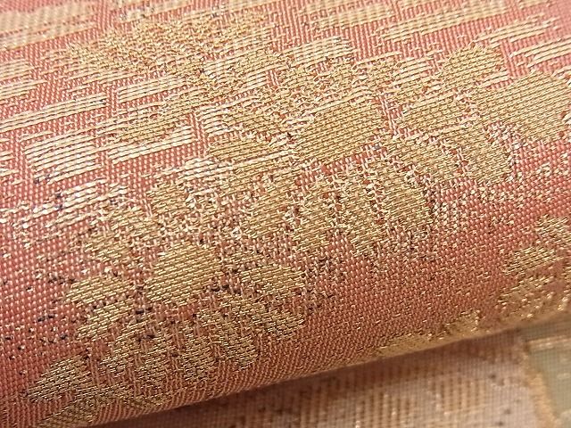平和屋着物■六通柄袋帯 流水亀甲花鳥文 金糸 逸品 n-ea0211