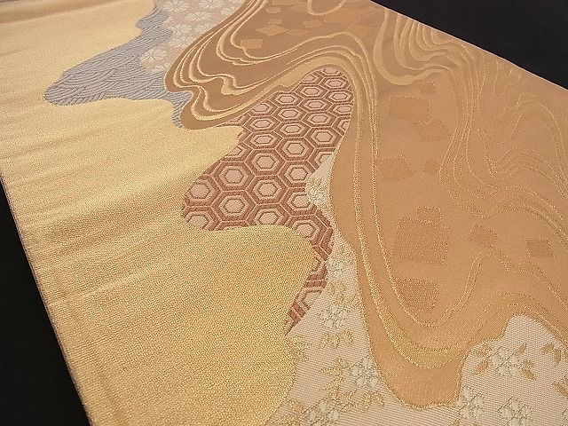 平和屋着物■六通柄袋帯　唐織　流水吉祥文　金糸　逸品　n-ea0240