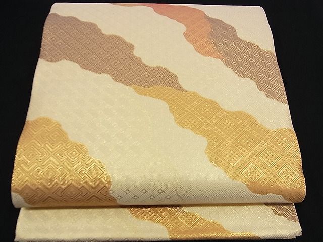 平和屋着物■佐賀錦　六通柄袋帯　　道長吉祥文　金糸　逸品　n-ea0267