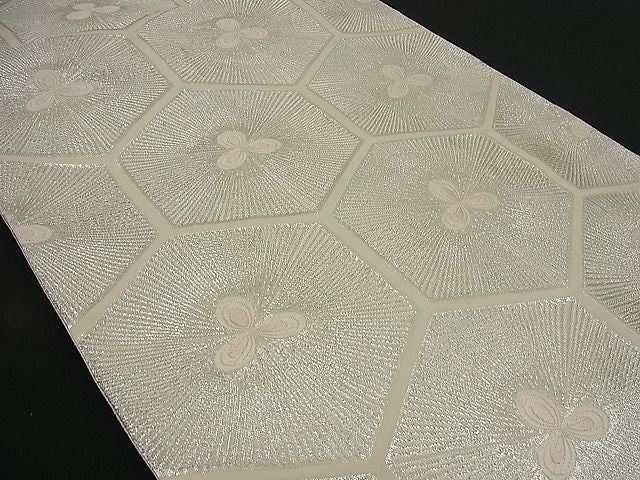 平和屋着物■六通柄袋帯　唐織　若松亀甲文様　銀糸　逸品　n-ea0316