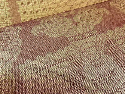 平和屋着物■六通柄袋帯 更紗吉祥文 金糸 逸品 n-ea0344