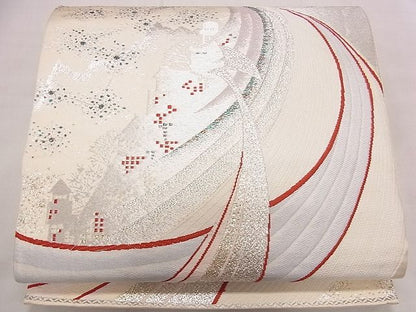 平和屋着物■六通柄袋帯 唐織 きらめき銀河 銀糸 逸品 eg0403