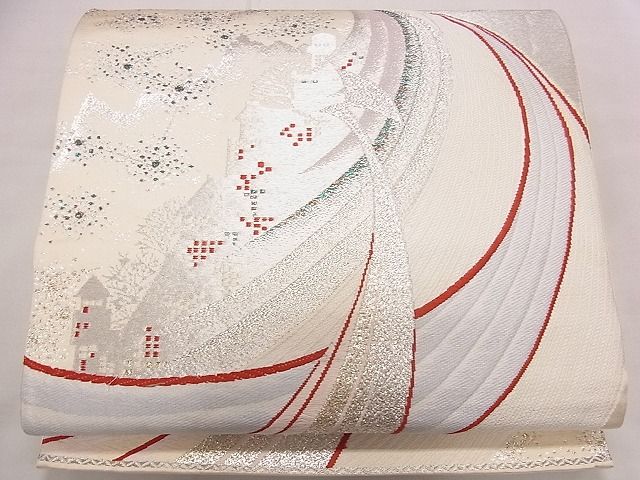 平和屋着物■六通柄袋帯 唐織 きらめき銀河 銀糸 逸品 eg0403