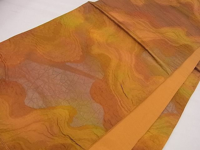 平和屋着物■西陣 とみや織物謹製 六通柄袋帯 膨れ織 墨流し文様 逸品 eg0436