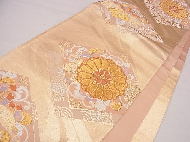 平和屋着物■六通柄袋帯 唐織 菱重ね花唐草文 金糸 逸品 eg0460