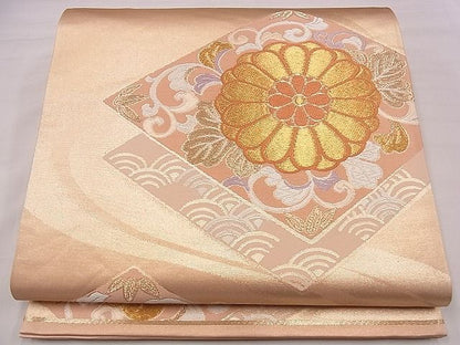 平和屋着物■六通柄袋帯 唐織 菱重ね花唐草文 金糸 逸品 eg0460