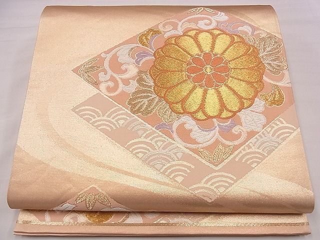 平和屋着物■六通柄袋帯 唐織 菱重ね花唐草文 金糸 逸品 eg0460