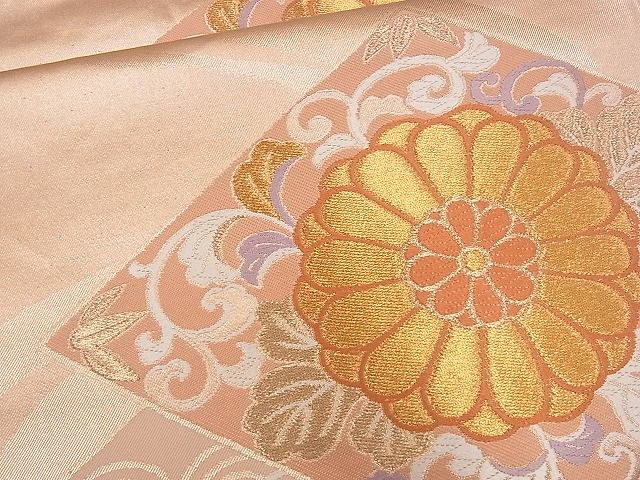 平和屋着物■六通柄袋帯 唐織 菱重ね花唐草文 金糸 逸品 eg0460