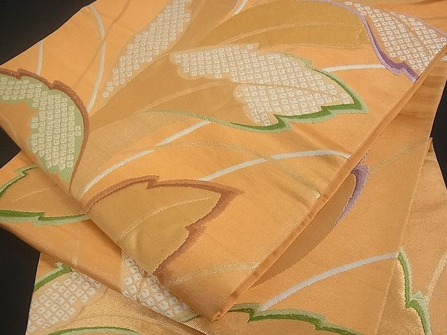 平和屋着物■六通柄袋帯 舞葉鹿の子文 金糸 逸品 et1014