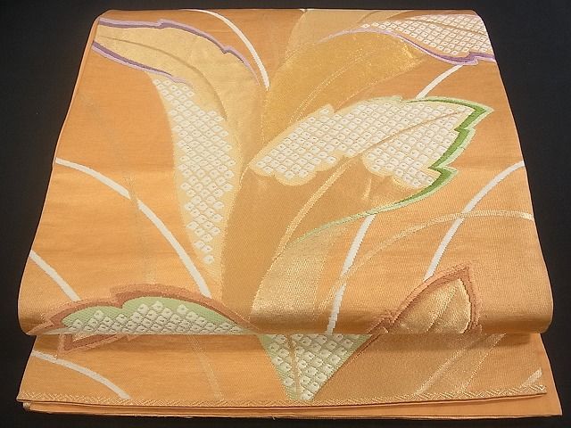 平和屋着物■六通柄袋帯 舞葉鹿の子文 金糸 逸品 et1014