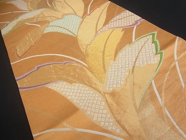 平和屋着物■六通柄袋帯 舞葉鹿の子文 金糸 逸品 et1014