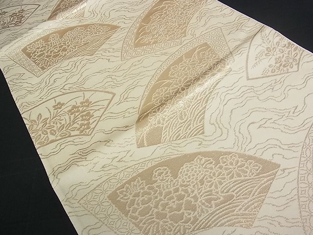 平和屋着物■六通柄袋帯 地紙重ね吉祥花文 金糸 逸品 et1172
