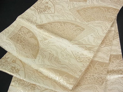 平和屋着物■六通柄袋帯 地紙重ね吉祥花文 金糸 逸品 et1172