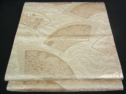 平和屋着物■六通柄袋帯 地紙重ね吉祥花文 金糸 逸品 et1172