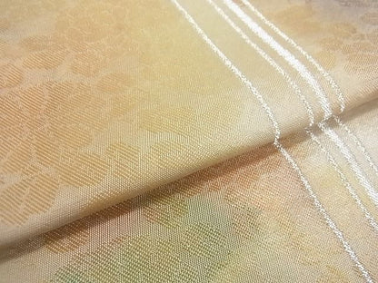 平和屋着物■六通柄袋帯 格子草花文 金銀糸 逸品 et1210