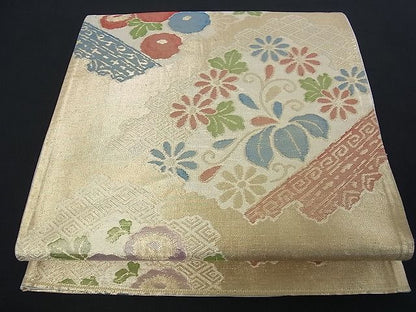 平和屋着物■佐賀錦 六通柄袋帯 吉祥草花文 金糸 逸品 et1290