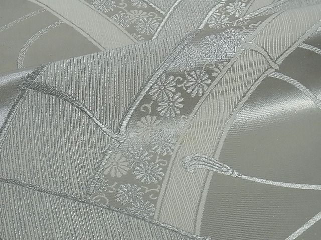 平和屋着物■六通柄袋帯 竹垣花文 銀糸 逸品 ev0183