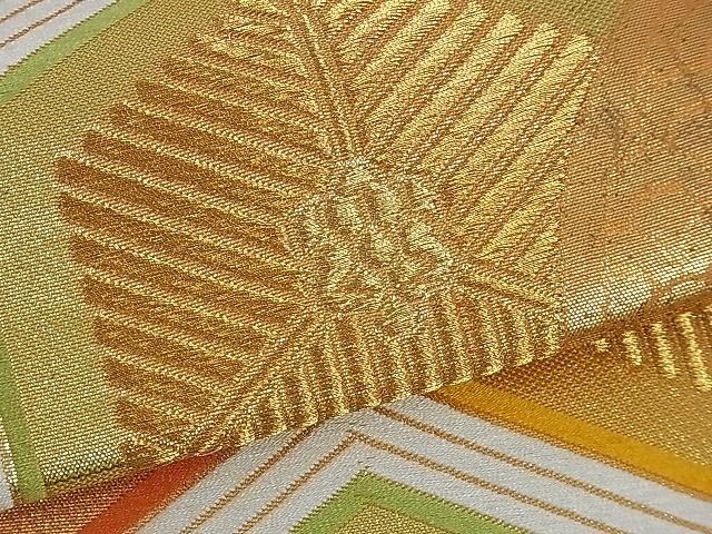平和屋着物■六通柄袋帯 唐織 亀甲重ね松葉文 金糸 逸品 ev0186