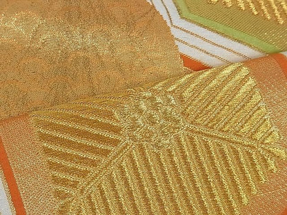 平和屋着物■六通柄袋帯 唐織 亀甲重ね松葉文 金糸 逸品 ev0186