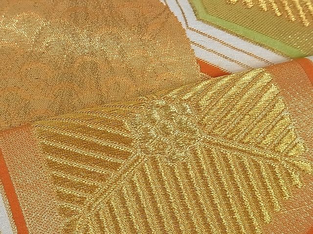 平和屋着物■六通柄袋帯 唐織 亀甲重ね松葉文 金糸 逸品 ev0186