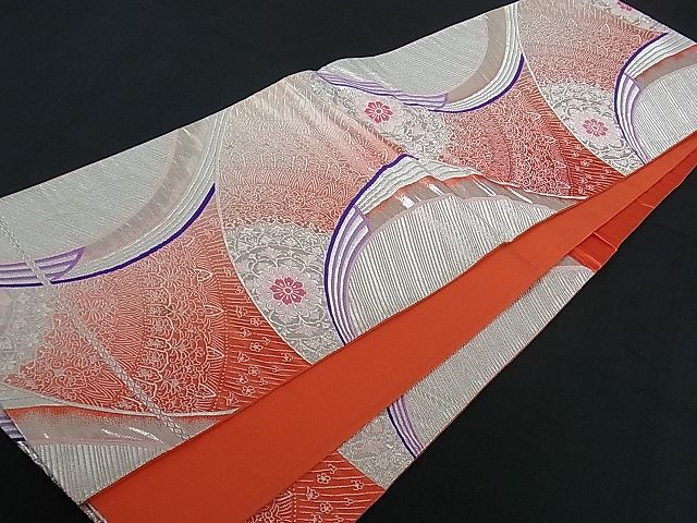平和屋着物■六通柄袋帯 正倉院吉祥花文 銀彩 逸品 ev0591
