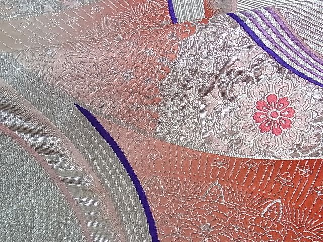平和屋着物■六通柄袋帯 正倉院吉祥花文 銀彩 逸品 ev0591