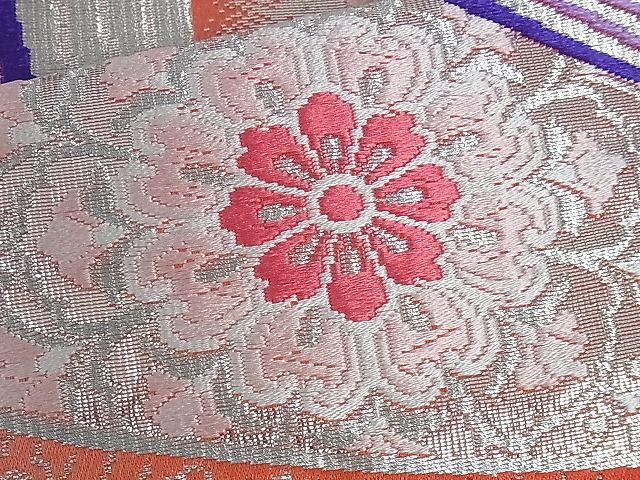 平和屋着物■六通柄袋帯 正倉院吉祥花文 銀彩 逸品 ev0591