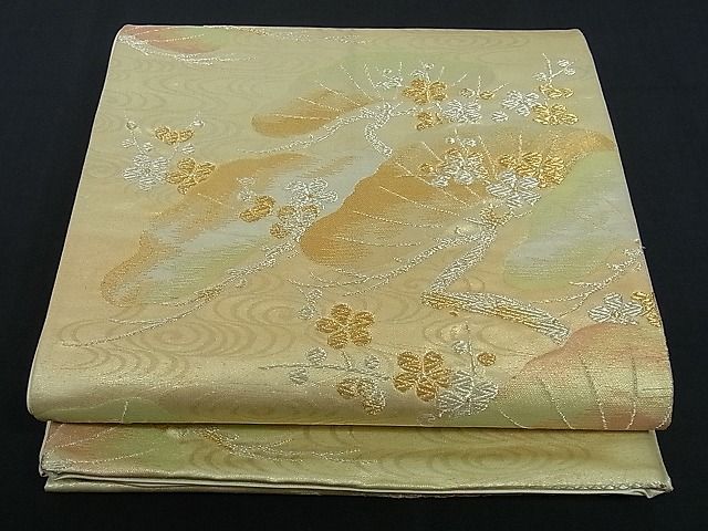 平和屋着物■六通柄袋帯 流水枝松梅文 金銀糸 逸品 ev0598
