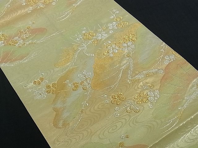 平和屋着物■六通柄袋帯 流水枝松梅文 金銀糸 逸品 ev0598