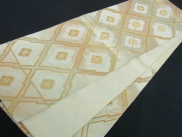 平和屋着物■六通柄袋帯 唐織 松皮菱花文 金糸 逸品 ev0610