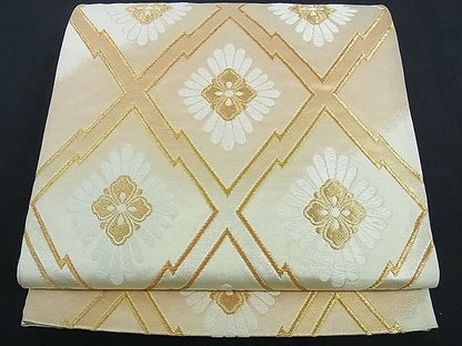 平和屋着物■六通柄袋帯 唐織 松皮菱花文 金糸 逸品 ev0610