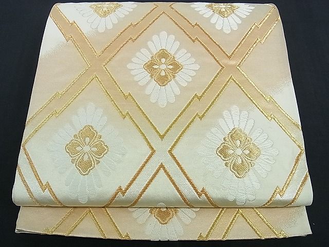 平和屋着物■六通柄袋帯 唐織 松皮菱花文 金糸 逸品 ev0610