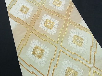 平和屋着物■六通柄袋帯 唐織 松皮菱花文 金糸 逸品 ev0610