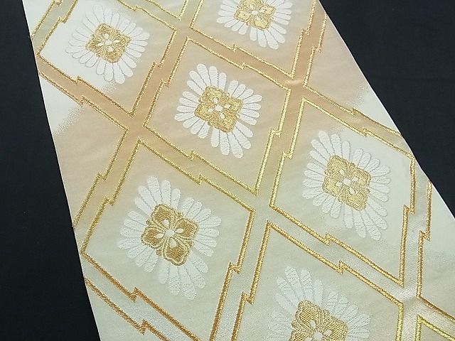平和屋着物■六通柄袋帯 唐織 松皮菱花文 金糸 逸品 ev0610