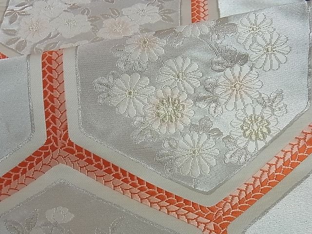 平和屋着物■六通柄袋帯 唐織 亀甲花文 金銀糸 逸品 ev0612