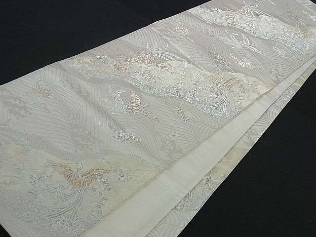 平和屋着物■全通柄袋帯 唐織 立波鳳凰草花文 金銀糸 逸品 ev0931