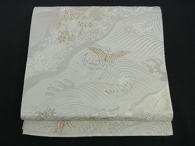 平和屋着物■全通柄袋帯 唐織 立波鳳凰草花文 金銀糸 逸品 ev0931