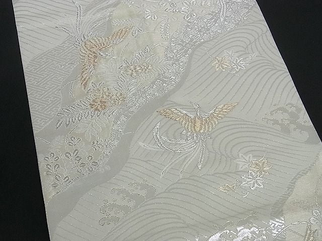 平和屋着物■全通柄袋帯 唐織 立波鳳凰草花文 金銀糸 逸品 ev0931