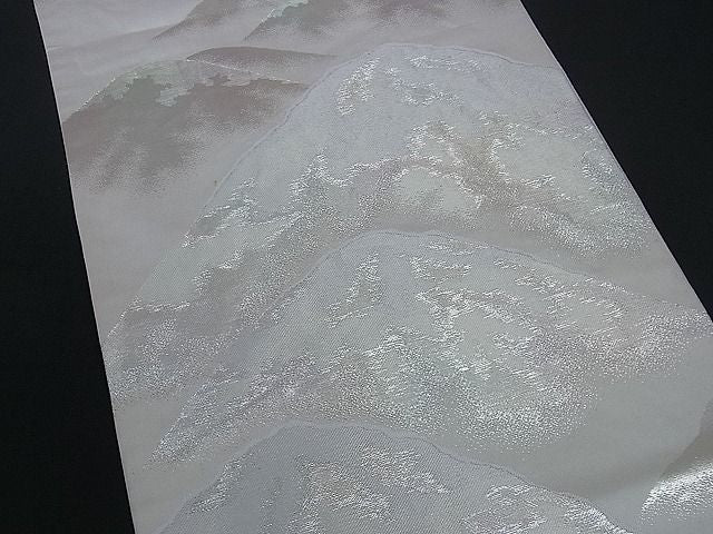 平和屋着物■六通柄袋帯 遠山文 銀糸 逸品 ev0966
