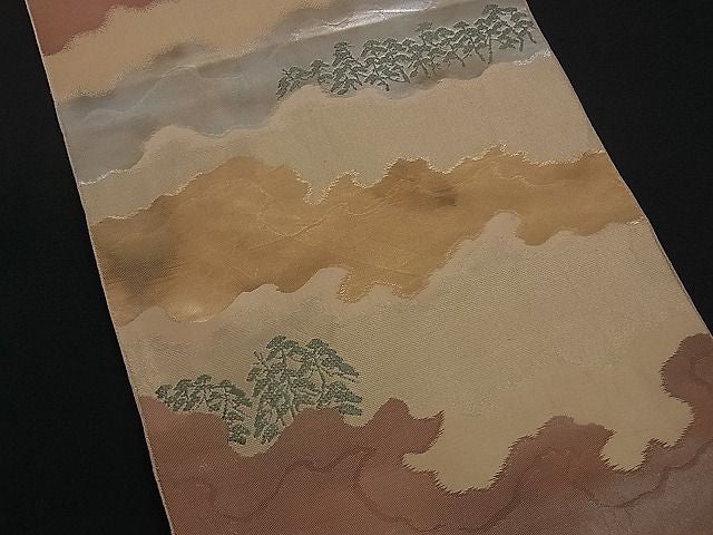 平和屋着物■六通柄袋帯 霞樹林文 金銀糸 逸品 ev0972