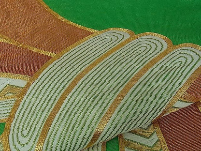 平和屋着物■太鼓柄袋帯　駒刺繍　束ね熨斗吉祥文　金糸　逸品　ev1116