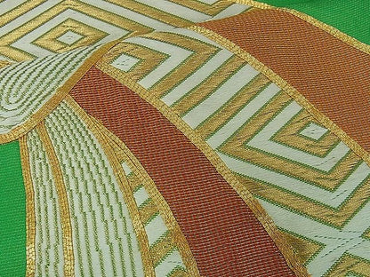 平和屋着物■太鼓柄袋帯　駒刺繍　束ね熨斗吉祥文　金糸　逸品　ev1116