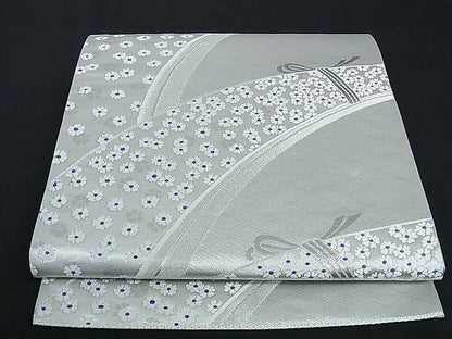 平和屋着物■六通柄袋帯 竹垣舞花文 銀糸 逸品 ev1139