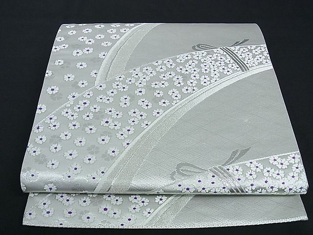 平和屋着物■六通柄袋帯 竹垣舞花文 銀糸 逸品 ev1139