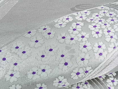平和屋着物■六通柄袋帯 竹垣舞花文 銀糸 逸品 ev1139