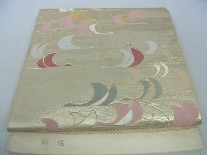 平和屋着物■六通柄 本袋帯 飛鶴文 金糸 逸品 ev1165